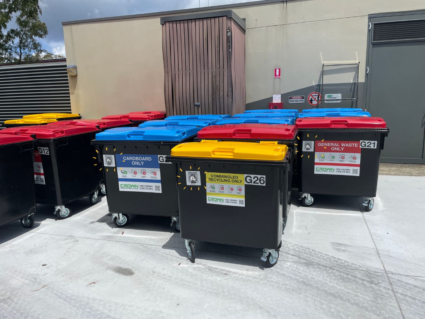 Audited and labelled waste bins at a client site