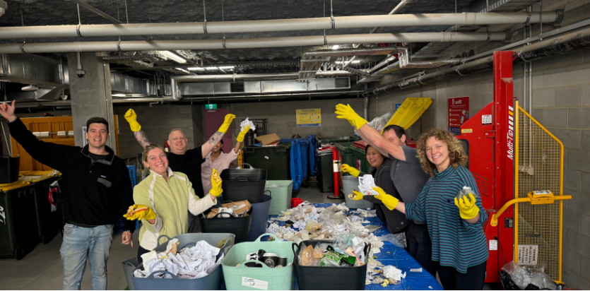 The Shrunk team mid-audit, sorting waste streams on site